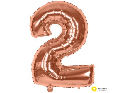 Nafukovací balónek - číslice 2, Rose gold 60 cm
