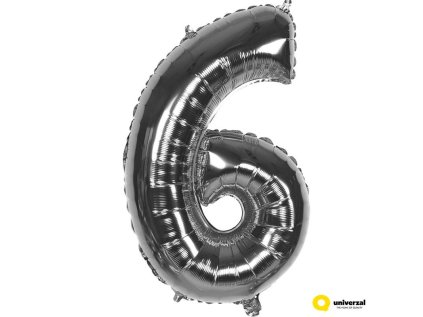 Nafukovací balónek - číslice 6, stříbrný, 60 cm