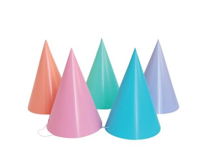 Papírové kloboučky pastelové barvy, sada 6 ks