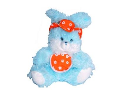 Králík plyšový modrý, růžový velikost 18 cm