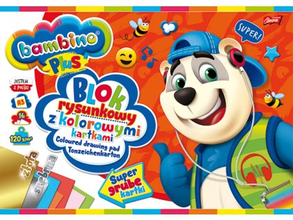 Náčrtník BAMBINO A3 16 listů, barevné papíry 120 g, formát A3