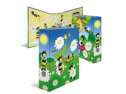 Designový pákový pořadač A4 7cm karton, motiv - Včelí louka