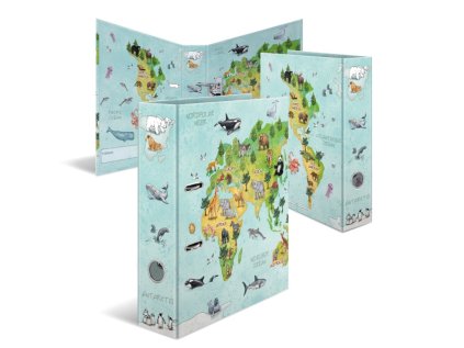 Designový pákový pořadač A4 7cm karton, motiv - Mapa světa