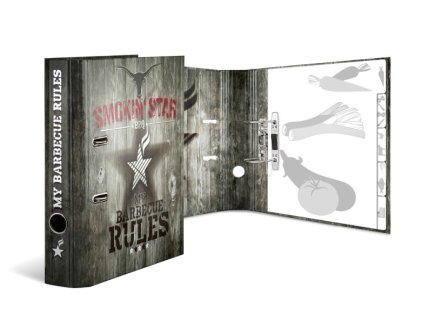 Designový pákový pořadač A4 7cm karton, motiv - Moje pravidla grilování