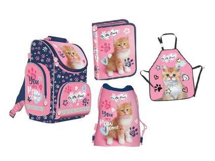 Zvýhodněná školní sada set Kočka 4 ks ERGONOMICKÝ BATOH aktovka My Little Friend CAT kočka