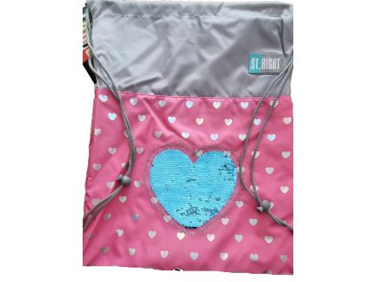 Taška/sáček na šňůrkách SEQUIN HEARTS, rozměry: 46 x 36 cm