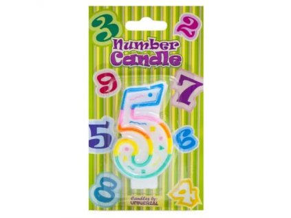 Dortová svíčka 5, velikost 6x4 cm