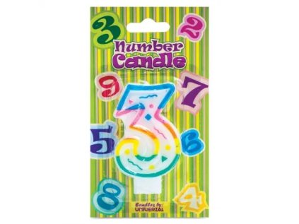 Dortová svíčka 3, velikost 6x4 cm