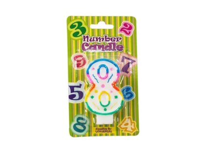 Dortová svíčka 8, velikost 6x4 cm