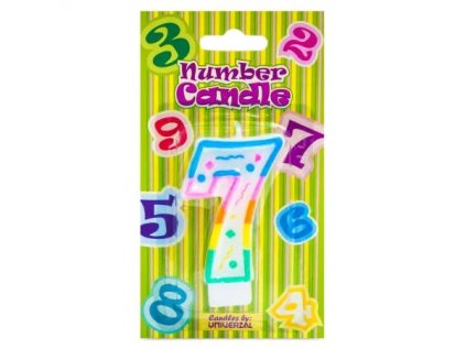 Dortová svíčka 7, velikost 6x4 cm