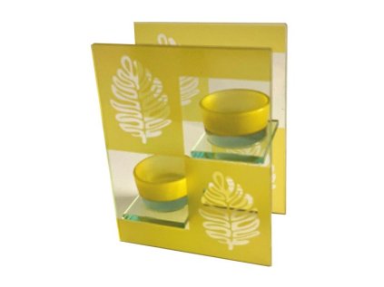 Skleněný svícen listy, na 2 čajové svíčky