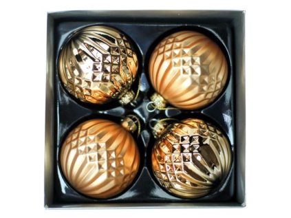 Skleněné vánoční koule zlaté, průměr 8 cm, sada 4 ks