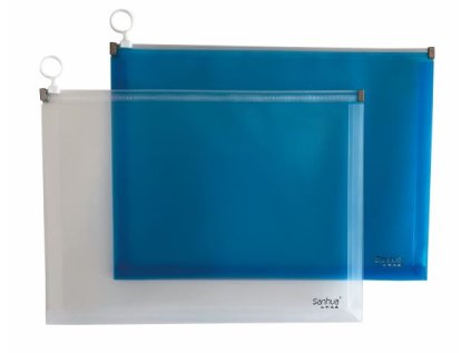 Pouzdro na dokumenty/drobnosti A4 se zipem, čiré nebo modré, SH3027