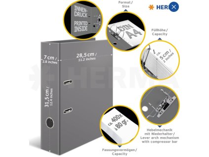 Designový pákový pořadač A4 7cm karton motiv - Modré květy