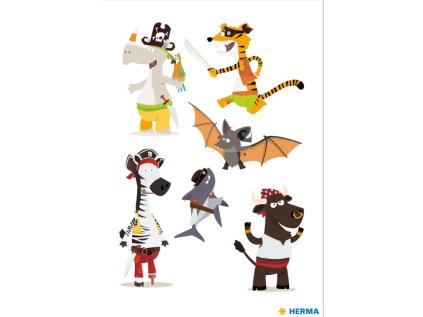 CLASSIC tetování barevné - piráti zvířata, Obsah 1 list / 6 tetování