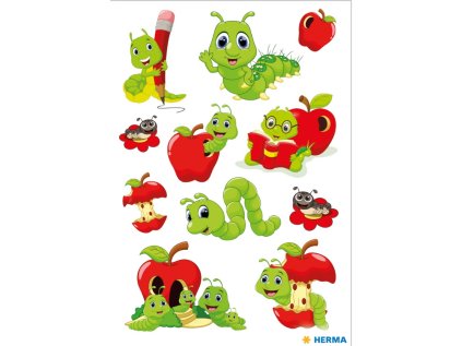 Samolepky Fritz červ, pohybující se oči. Obsah 1 listy / 11 samolepek