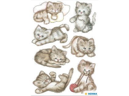 Samolepky sladká kočka. Obsah 3 listy / 21 samolepek
