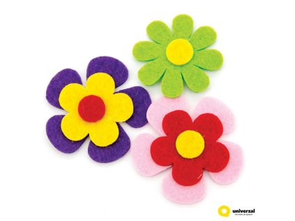 Dekorativní látkové květiny, mix barev, 3 ks