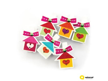 Dekorativní kolíčky s domečky, 6 ks