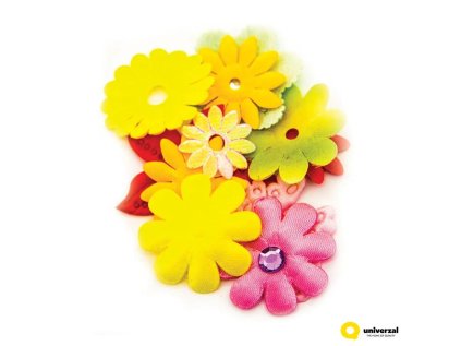Dekorativní látkové květiny, mix barev, 10 ks