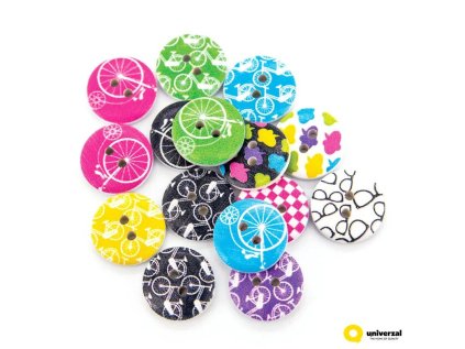 Ozdobné knoflíky mix motivů 20 mm, 15 ks