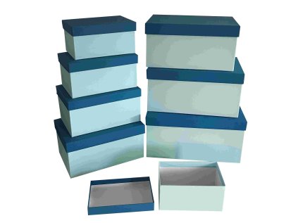 Dárkové krabičky, sada 8 ks, modré