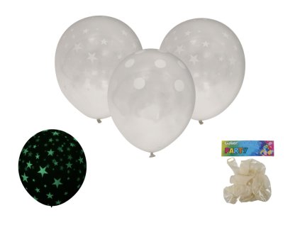 Balónek nafukovací 30cm - sada 6ks, svítící ve tmě