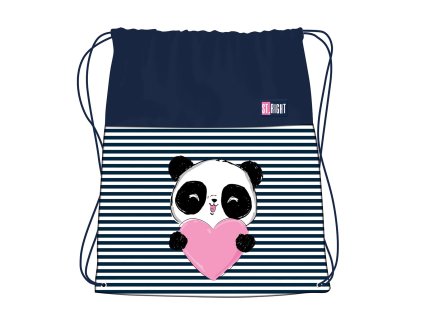 Sáček na přezůvky a cvičební úbor St.RIGHT - Love Panda, SO01, rozměry: 34 x 43 cm