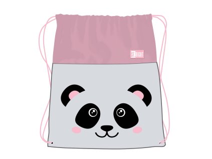 Sáček na přezůvky a cvičební úbor St.RIGHT - Panda Grey, SO01, rozměry: 34 x 43 cm