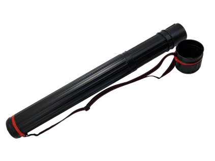 Plastový tubus na výkresy, délka 64 - 105 cm, průměr 8 cm, černý s popruhem