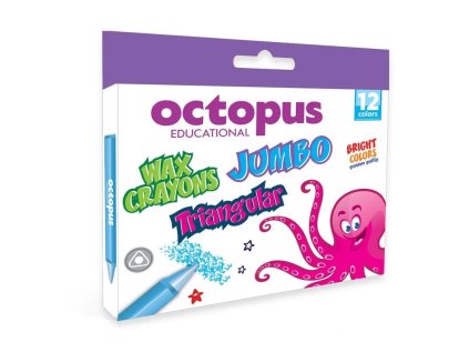 Voskovky Octopus Jumbo trojhranné 12 barev
