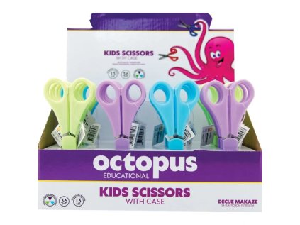 Školní nůžky s ochranným obalem OCTOPUS 13 cm, mix barev