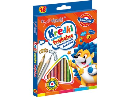 Pastelky trojhranné BAMBINO 18 barev, včetně zlaté a stříbrné