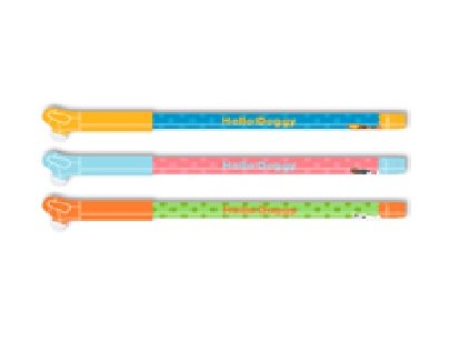 Gelové pero gumovací Hello Doggy 0,5mm, modré. Barva inkoustu: Křišťálově modrá