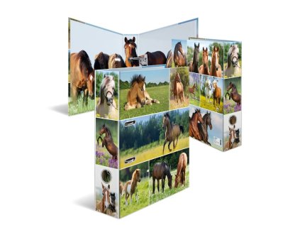 Designový pákový pořadač A4 7cm karton motiv Animals- koňská louka