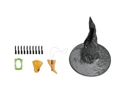 Set karneval - čarodějnice (nos, brada, prsty, klobouk a zuby)