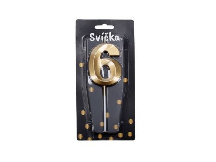 Párty svíčka číslo 6 Zlatá