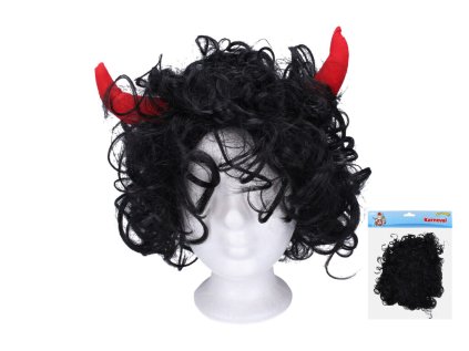Paruka s rohy černá