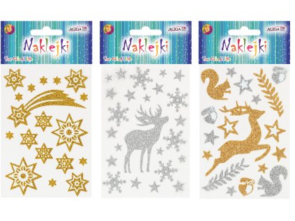 Vánoční samolepky se třpytkami 8x12cm