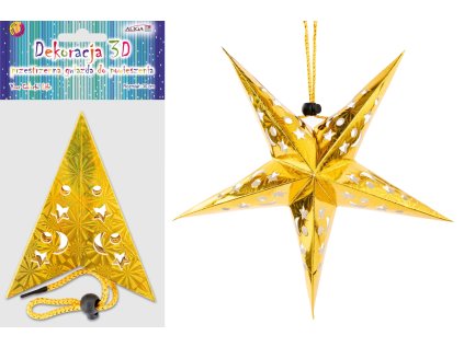 Hologramová hvězda zlatá, velikost 30cm