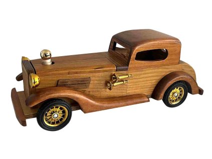 Dřevěný Oldtimer s láhví 200 ml - světle hnědý