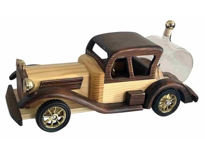 Dřevěný Oldtimer s láhví 350 ml - světle hnědý