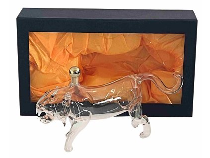 Skleněná ručně foukaná láhev tygr, 350 ml