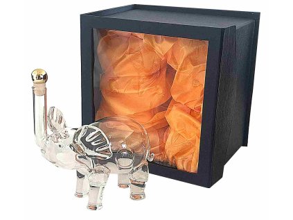 Skleněná ručně foukaná láhev slon, 350 ml