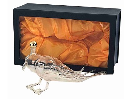 Skleněná ručně foukaná láhev papoušek, 350 ml