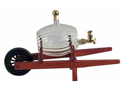 Dřevěný trakař se soudkem 500 ml