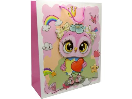 Taška dárková XL 30x41.5x12 cm dětské motivy sovičky