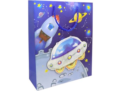 Taška dárková XL 30x41,5x12 cm, dětský motiv astronaut