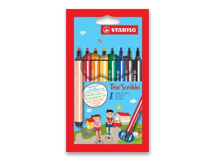 Dětské popisovače Stabilo Trio Scribbi Pouzdro 8 barev