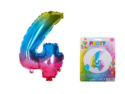 Balónek nafukovací - číslo 4 duhový